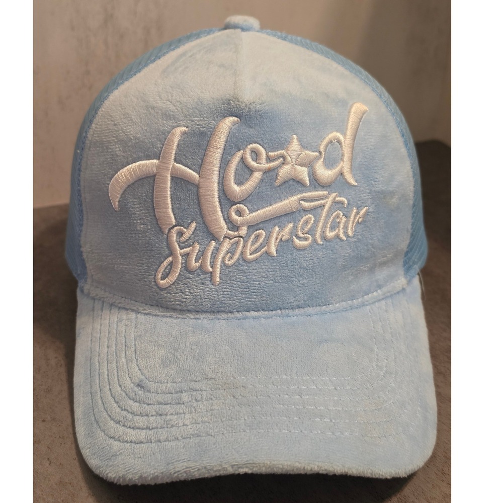 Hood Superstar Light Blue Mesh Valour Trucker Hat Snapback Miami Gardens Cap